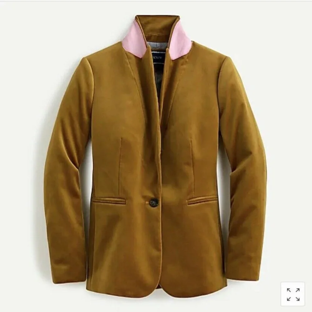 NWT! J.Crew Women's (J8978) Parke Blazer in Velvet (Golden Brandy Gold) - Picture 2 of 7